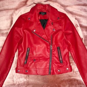 Faux leather red jacket